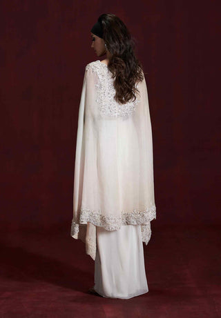 Amala ivory drape skirt and cape set