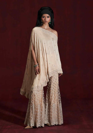 Lana beige cape and sequins sharara