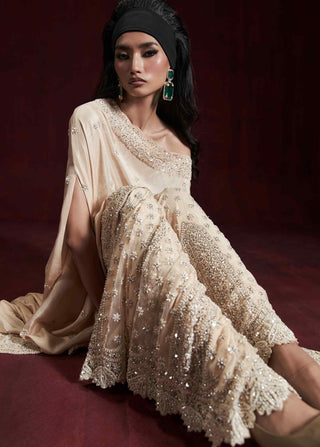 Lana beige cape and sequins sharara