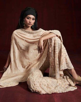 Lana beige cape and sequins sharara