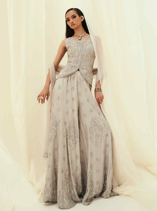 Sufiya gray embellished sharara set