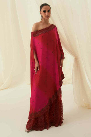 Amani red shaded cape and sharara