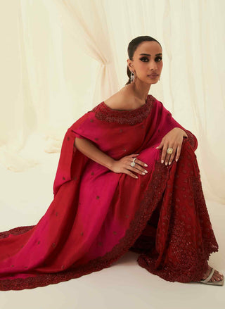 Amani red shaded cape and sharara