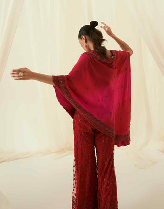 Amani red shaded cape and sharara