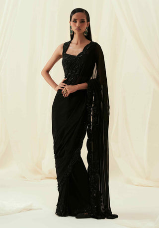 Rubab black georgette saree and blouse