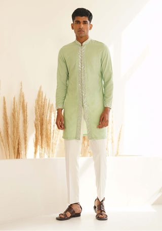 Pista green vadanya indo-western jacket set