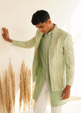 Pista green vadanya indo-western jacket set