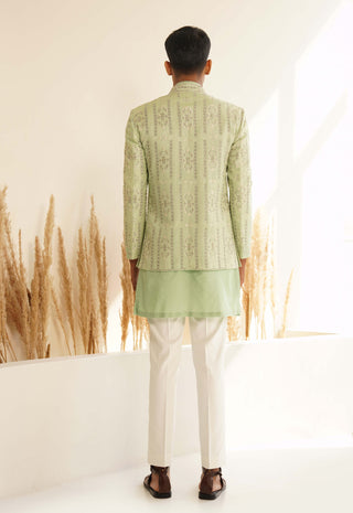 Pista green vadanya indo-western jacket set