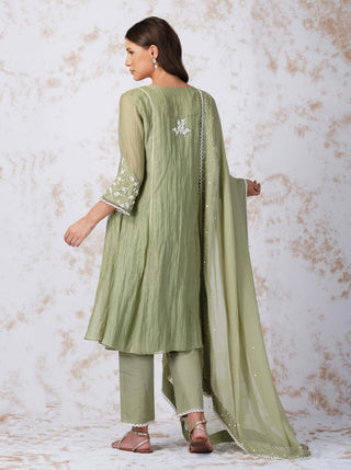 Baroque flower mint kurta set