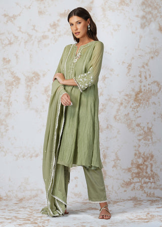 Baroque flower mint kurta set