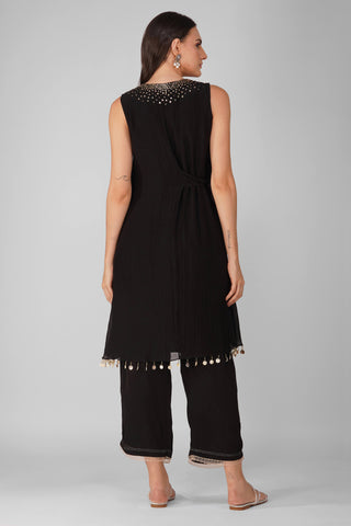 Black starry sky asymmetric tunic and pants