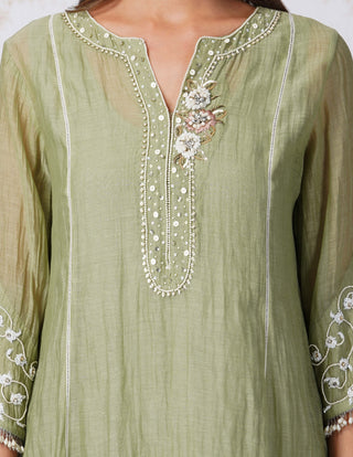 Baroque flower mint kurta set