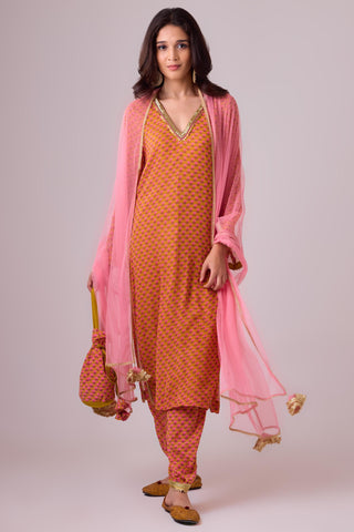 Multicolor georgette kurti and crepe salwar