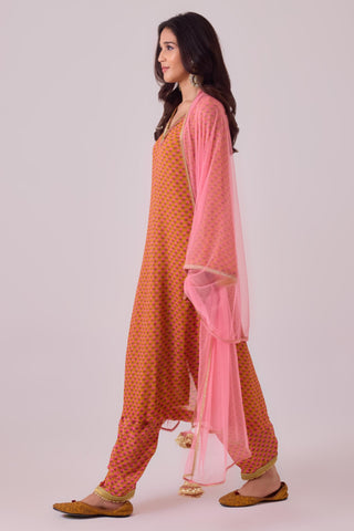 Multicolor georgette kurti and crepe salwar