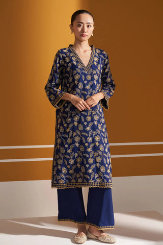 Blue clare woolen kurta set