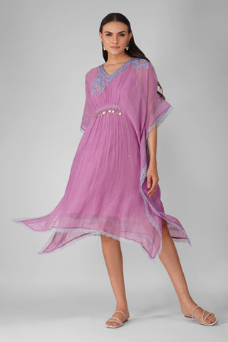 Purple blue starry rose gathered kaftan