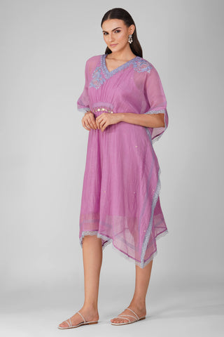 Purple blue starry rose gathered kaftan