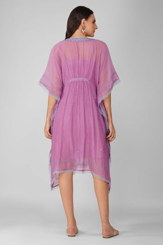 Purple blue starry rose gathered kaftan