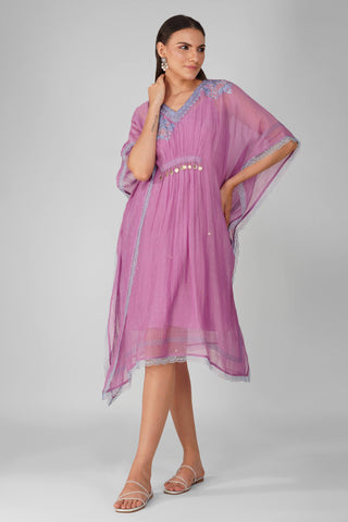 Purple blue starry rose gathered kaftan