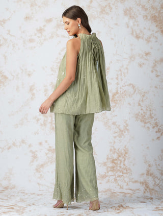 Baroque work mint top and pants