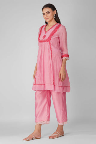 Pink starry rose panelled tunic and pants