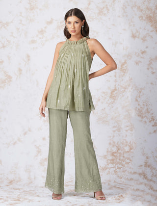 Baroque work mint top and pants