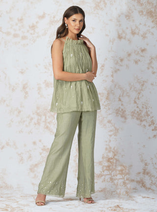 Baroque work mint top and pants