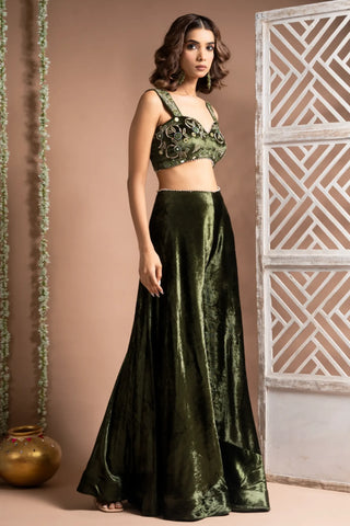 Green velvet indo palazzo set