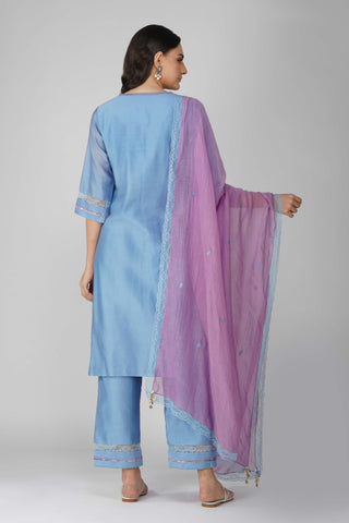 Purple blue starry rose gathered kaftan