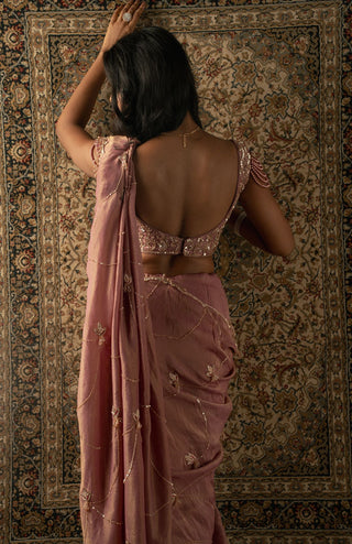 Dusty rose saree set