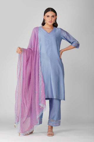 Purple blue starry rose gathered kaftan