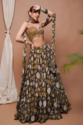 Forest digital print lehenga set