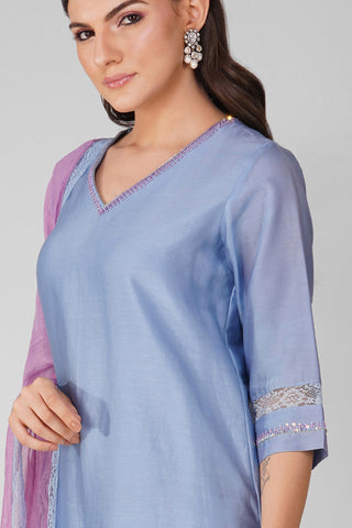 Purple blue starry rose gathered kaftan