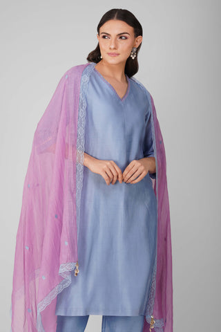 Purple blue starry rose gathered kaftan