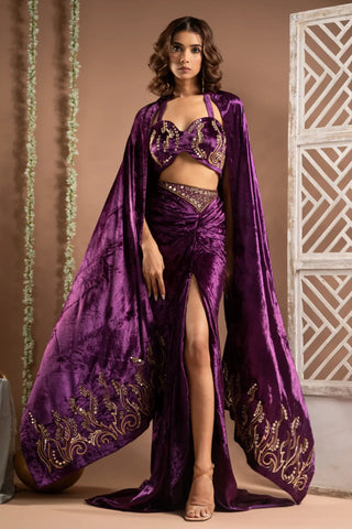 Purple velvet indo drape set