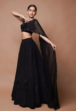 Black cutwork lehenga and blouse