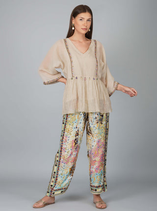 Kora melange print pants and oversized top