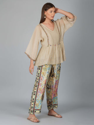 Kora melange print pants and oversized top