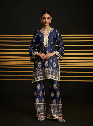 Vaari navy blue kurta and palazzo set