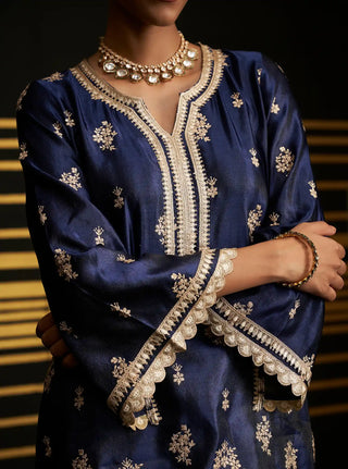 Vaari navy blue kurta and palazzo set