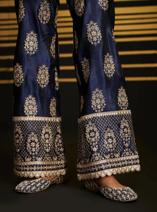 Vaari navy blue kurta and palazzo set