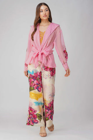 Pink organza top and pant set