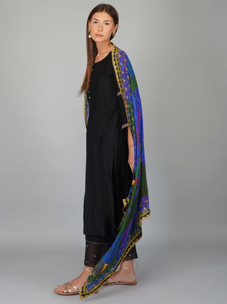 Black egyptian print kurta set