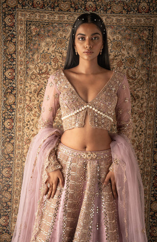 Lilac embroidered lehenga set