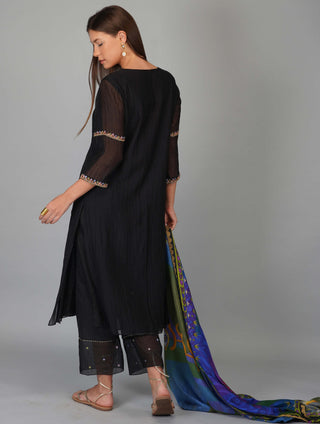 Black egyptian print kurta set