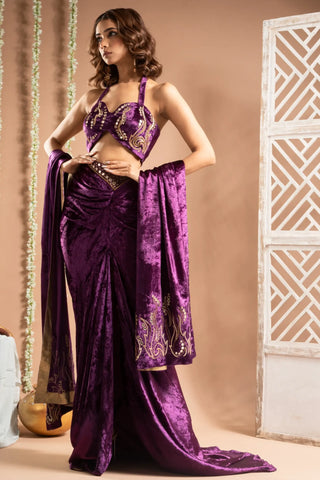 Purple velvet indo drape set