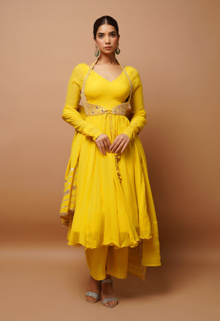 Yellow anarkali suit set