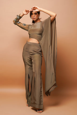 Dusky olive kaftan top and pant