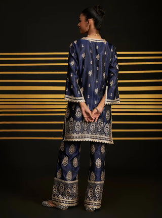 Vaari navy blue kurta and palazzo set