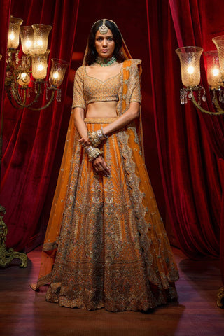 Rust vivah embroidered lehenga set